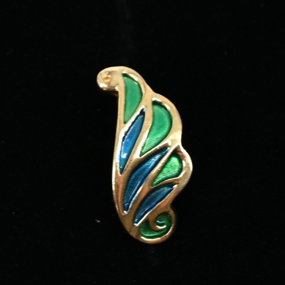 Vintage Napier 1960s Enamel Peacock Brooch Pin & Clip On Feather Earrings Set - Picture 4 of 10
